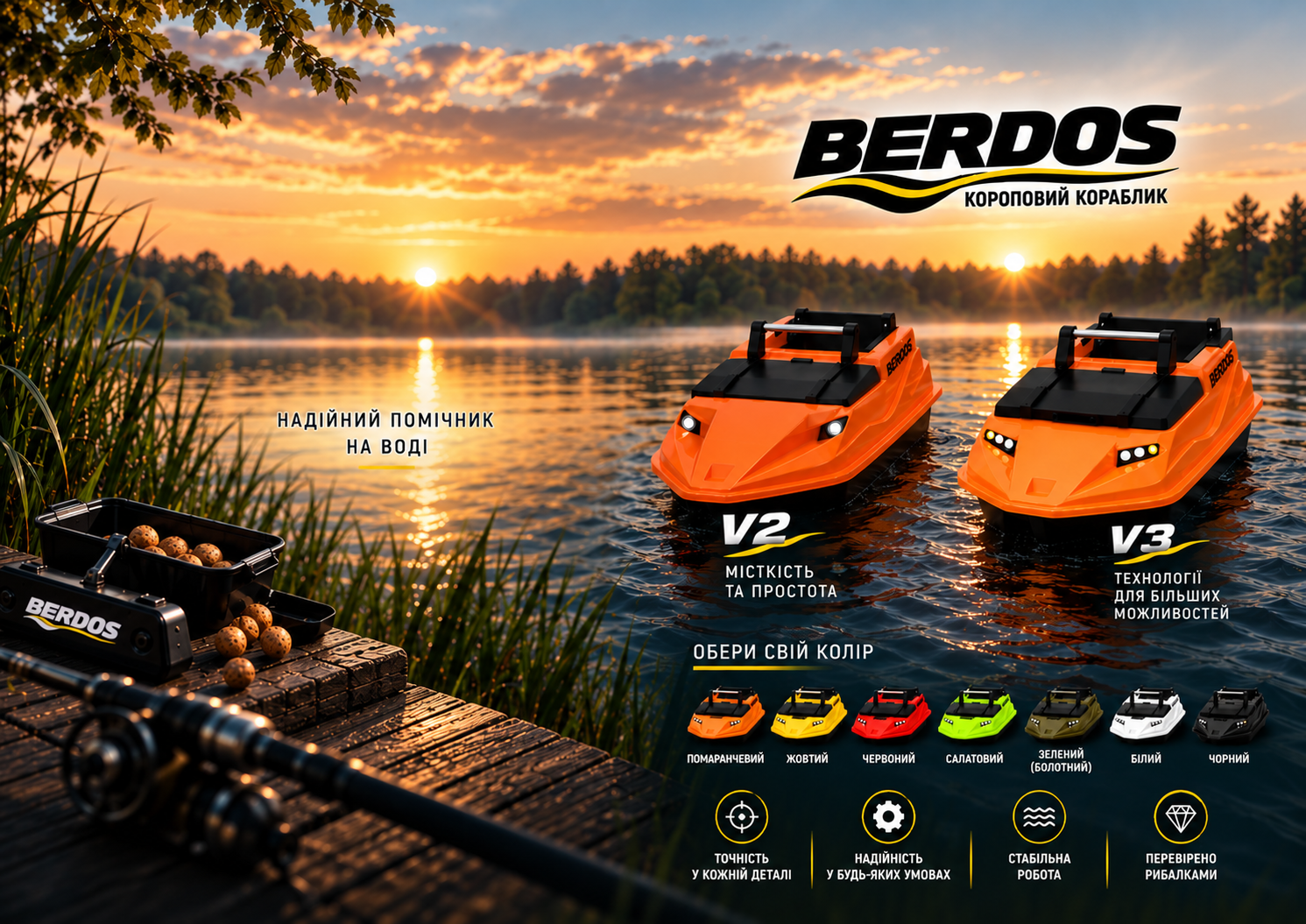 BERDOS V2 та V3 на воді, доступні кольори й переваги корабликів
